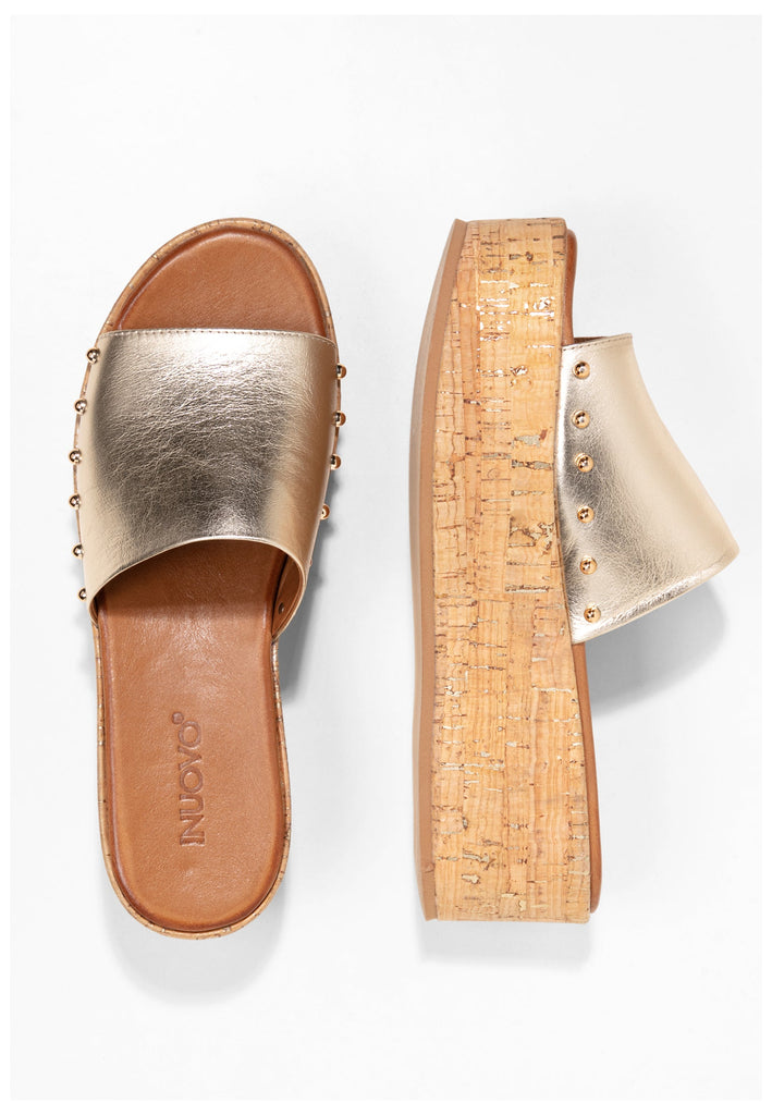 Inuovo Pantoletten Leder Gold - surf4shoes