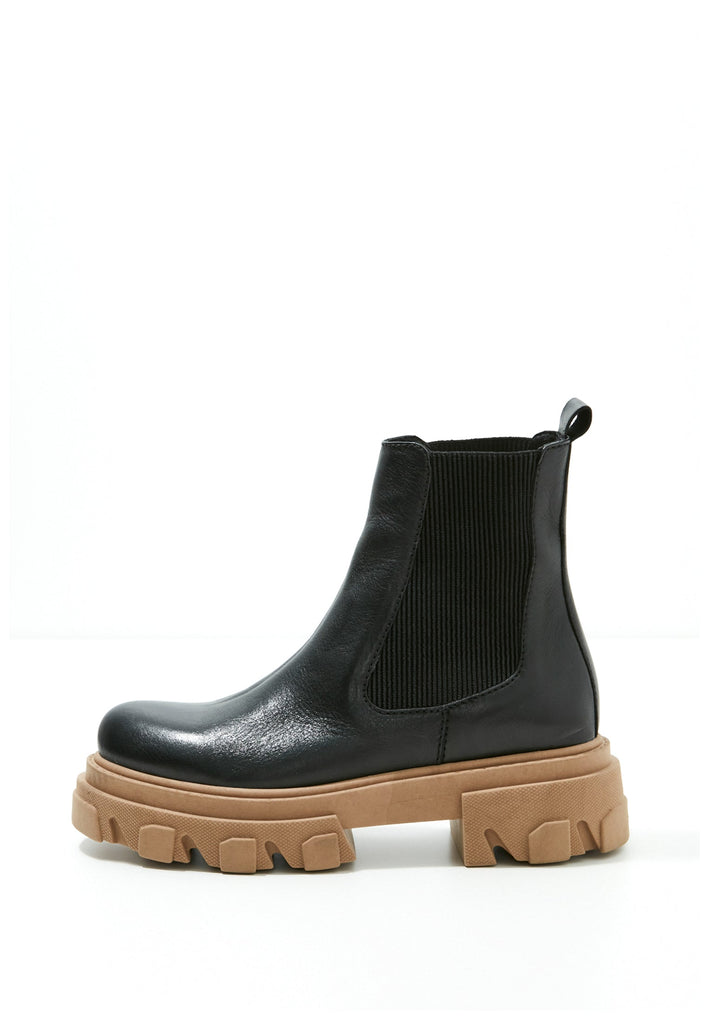Inuovo Stiefelette Leder/Textil Schwarz/Beige - surf4shoes