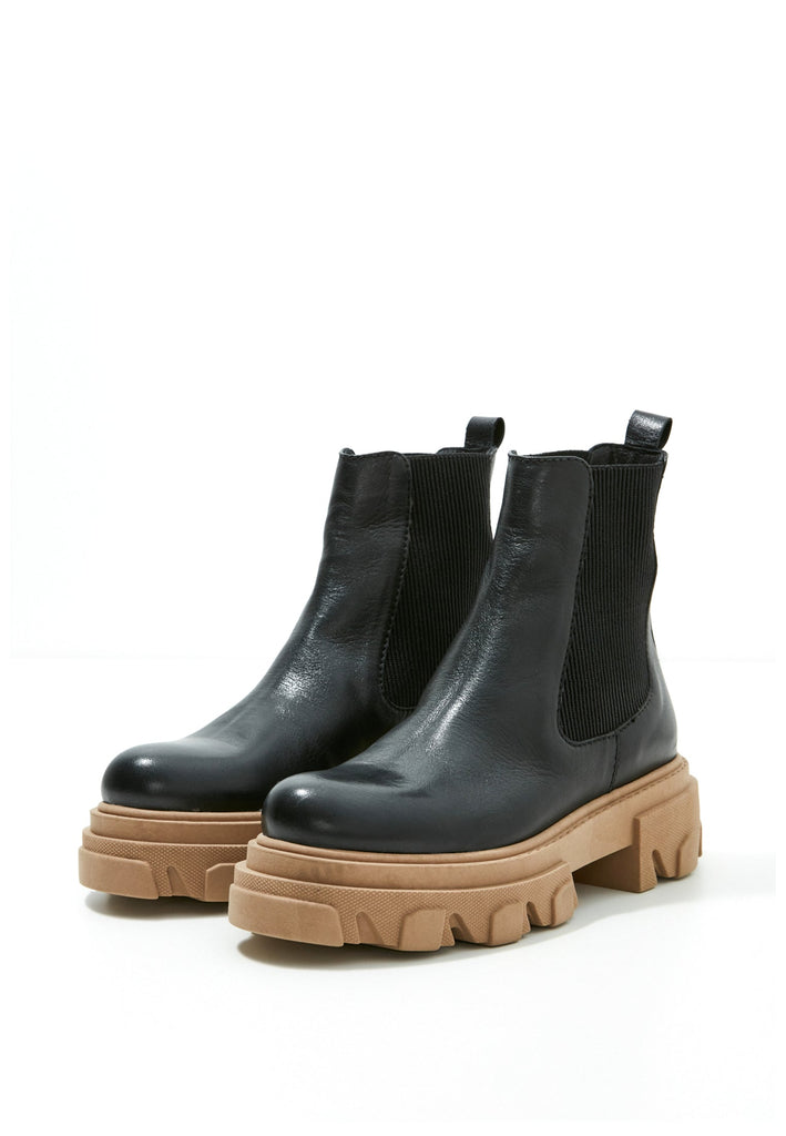 Inuovo Stiefelette Leder/Textil Schwarz/Beige - surf4shoes