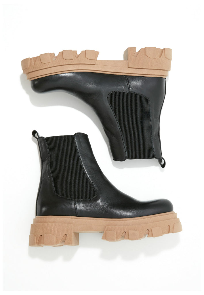 Inuovo Stiefelette Leder/Textil Schwarz/Beige - surf4shoes