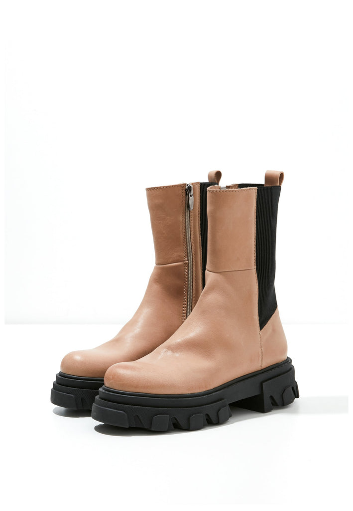 Inuovo Stiefelette Leder/Textil Beige - surf4shoes