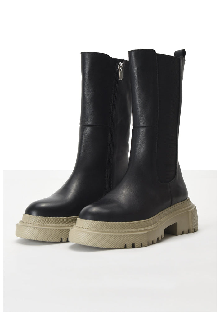 Inuovo Stiefelette Leder Schwarz/Beige - surf4shoes