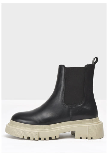 Inuovo Stiefelette Leder Schwarz/Beige - surf4shoes