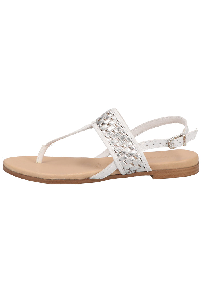 Tamaris Zehensteg Leder Weiß/Silber - surf4shoes