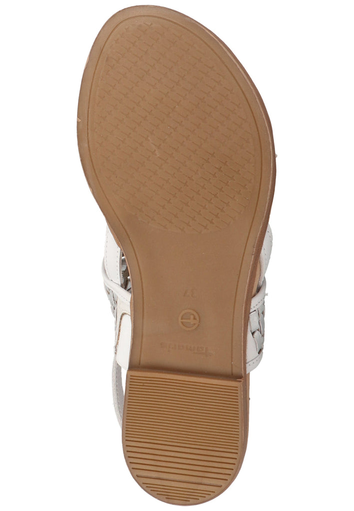 Tamaris Zehensteg Leder Weiß/Silber - surf4shoes