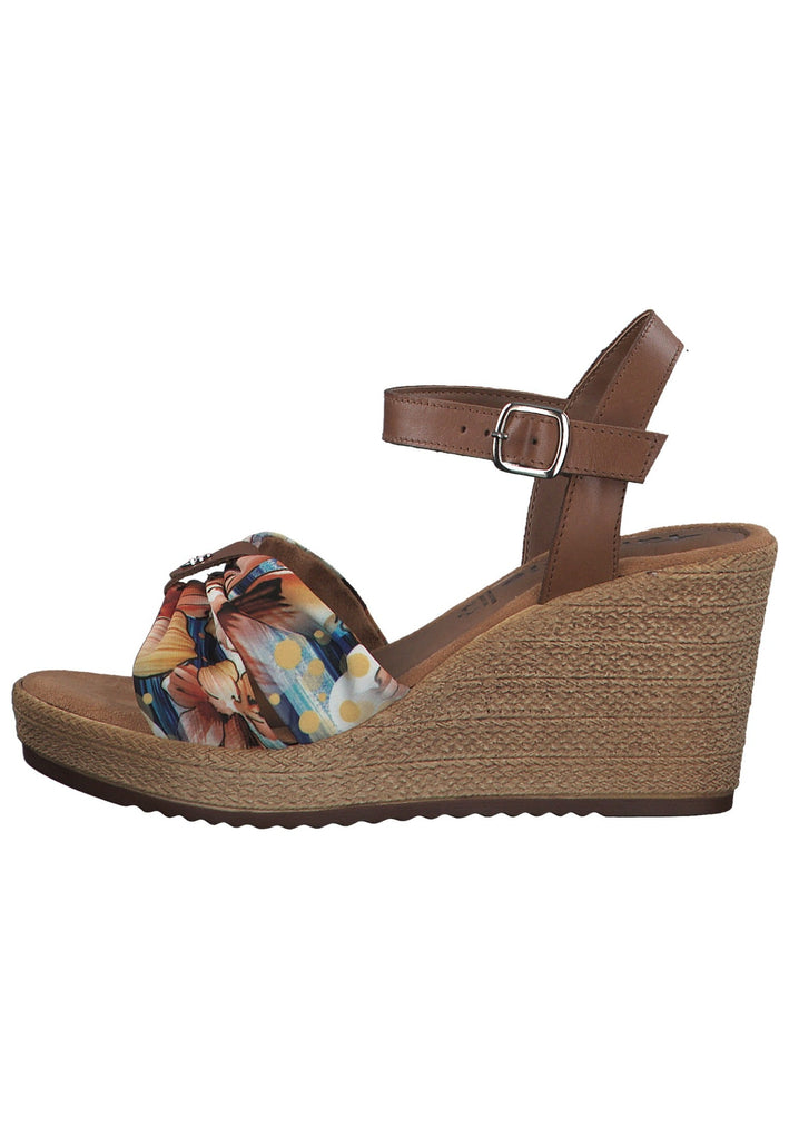 Tamaris Sandalen Leder/Textil Braun/Blau - surf4shoes