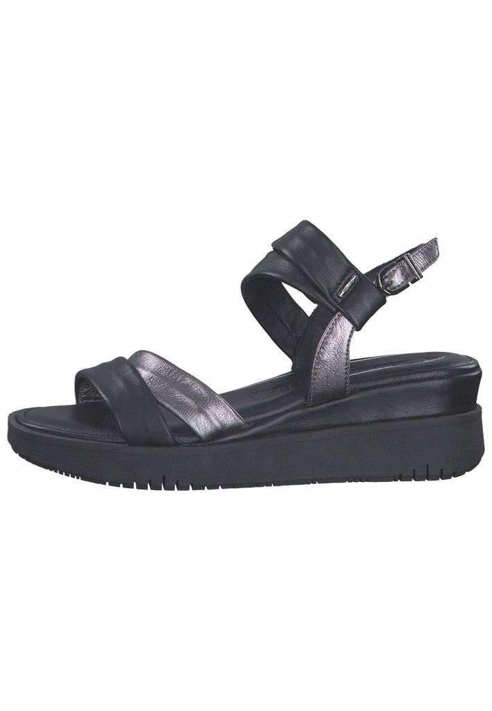 Tamaris Sandalen Leder Schwarz/Grau - surf4shoes