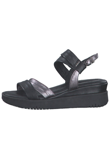 Tamaris Sandalen Leder Schwarz/Grau - surf4shoes