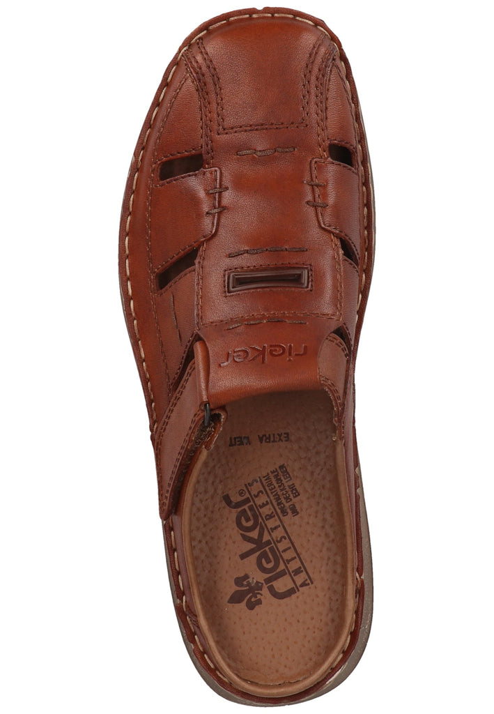 Rieker Pantoletten Leder Braun - surf4shoes
