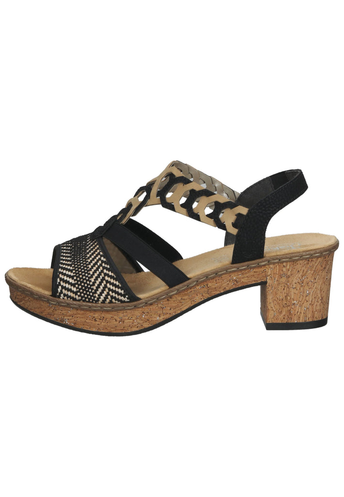 Rieker Sandalen Lederimitat Schwarz - surf4shoes