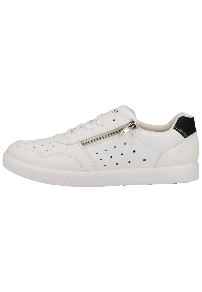 Rieker Sneaker Lederimitat Weiß/Schwarz - surf4shoes