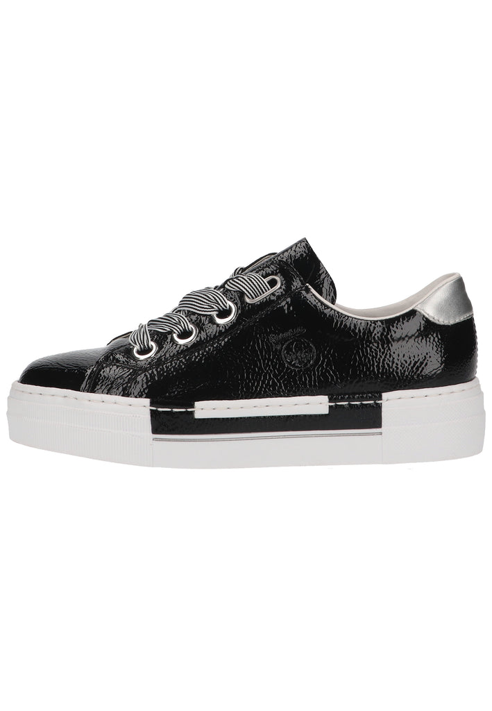 Rieker Sneaker Lederimitat Schwarz/Silber - surf4shoes