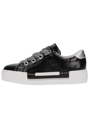 Rieker Sneaker Lederimitat Schwarz/Silber - surf4shoes