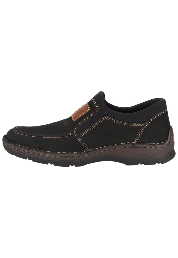 Rieker Slipper Leder/Textil Schwarz/Blau - surf4shoes