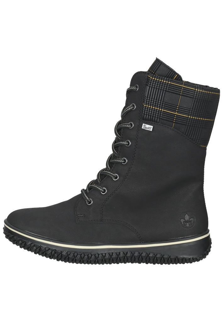 Rieker Stiefelette Lederimitat/Textil Schwarz/Gold Warmfutter - surf4shoes