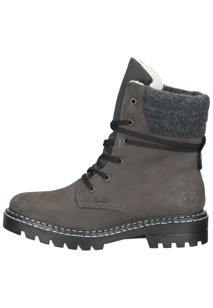 Rieker Stiefelette Leder Grau Warmfutter - surf4shoes