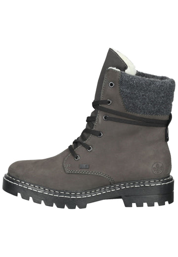 Rieker Stiefelette Leder Grau Warmfutter - surf4shoes
