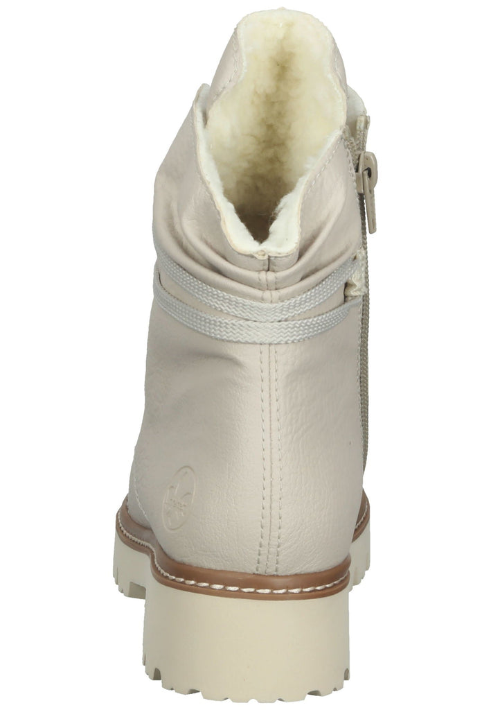 Rieker Stiefelette Lederimitat Creme Warmfutter - surf4shoes