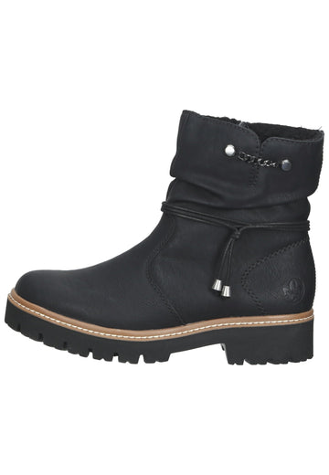 Rieker Stiefelette Lederimitat Schwarz Warmfutter - surf4shoes
