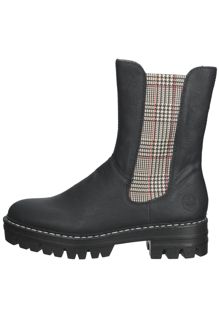 Rieker Stiefelette Lederimitat Beige/Schwarz - surf4shoes