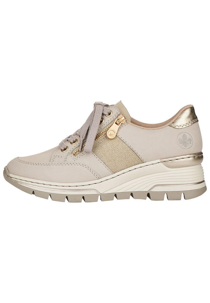 Rieker Sneaker Leder/Synthetik Beige/Gold - surf4shoes