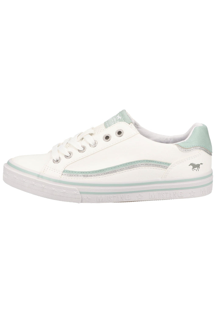 Mustang Sneaker Lederimitat Weiß/Grün - surf4shoes