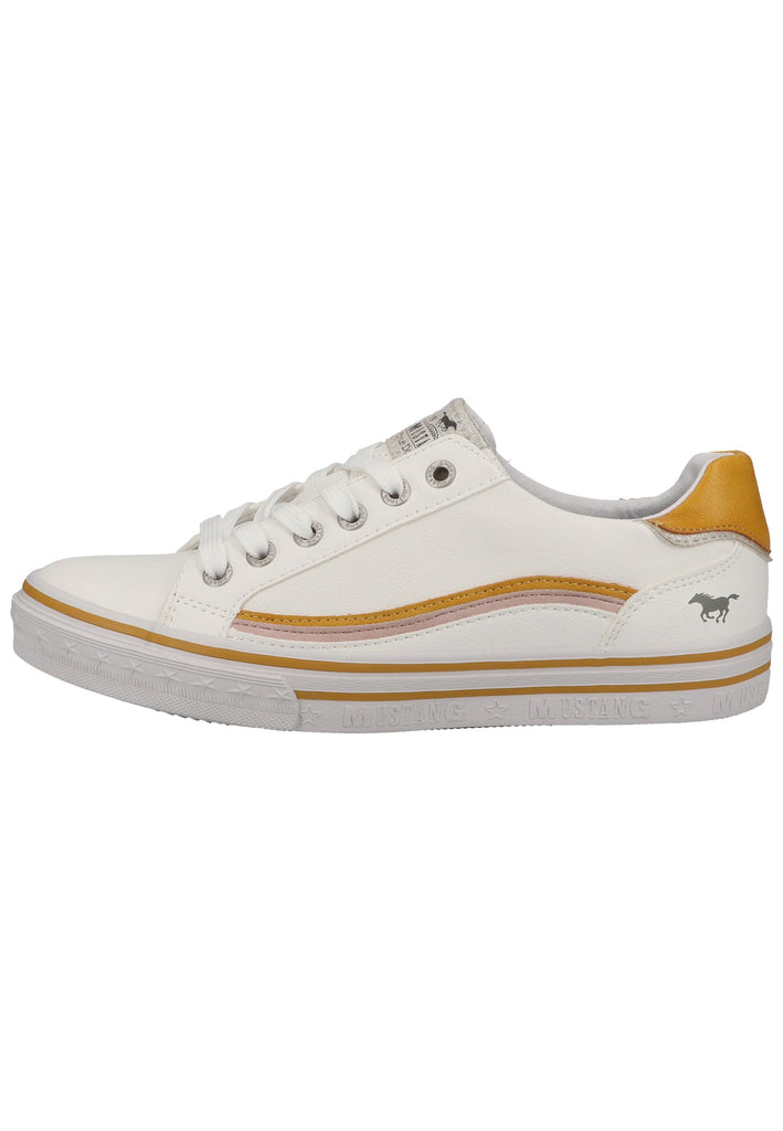 Mustang Sneaker Lederimitat Weiß/Gelb - surf4shoes