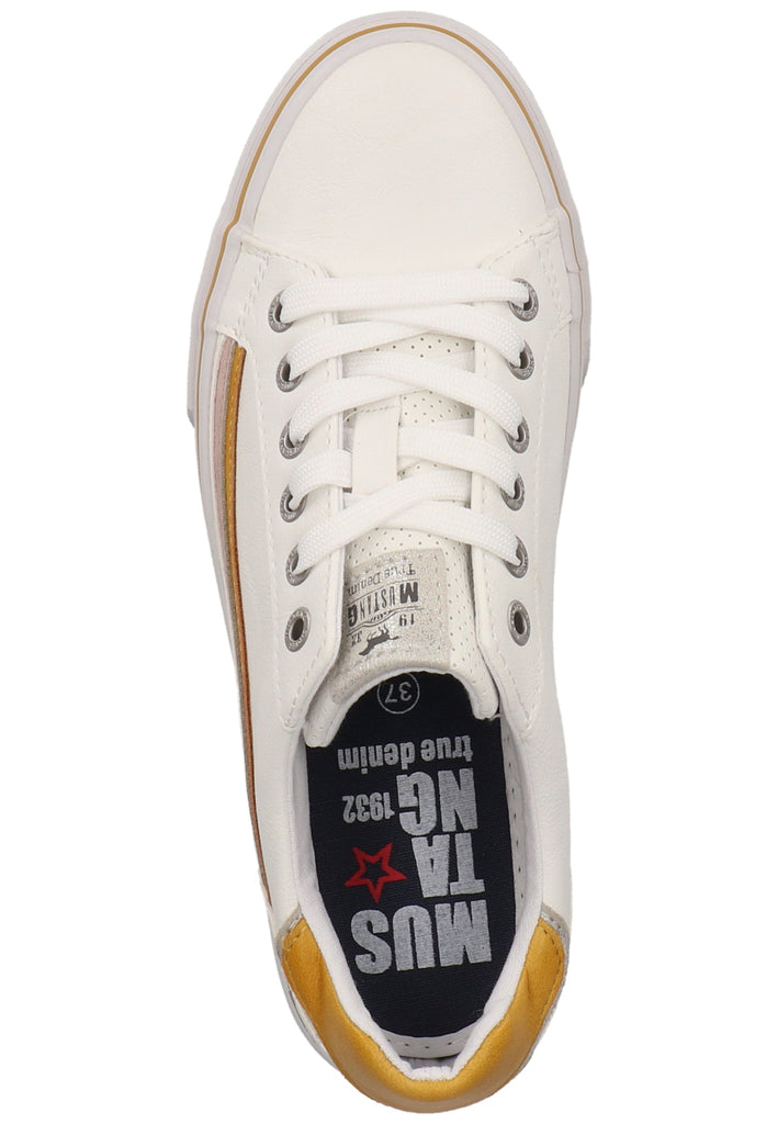 Mustang Sneaker Lederimitat Weiß/Gelb - surf4shoes