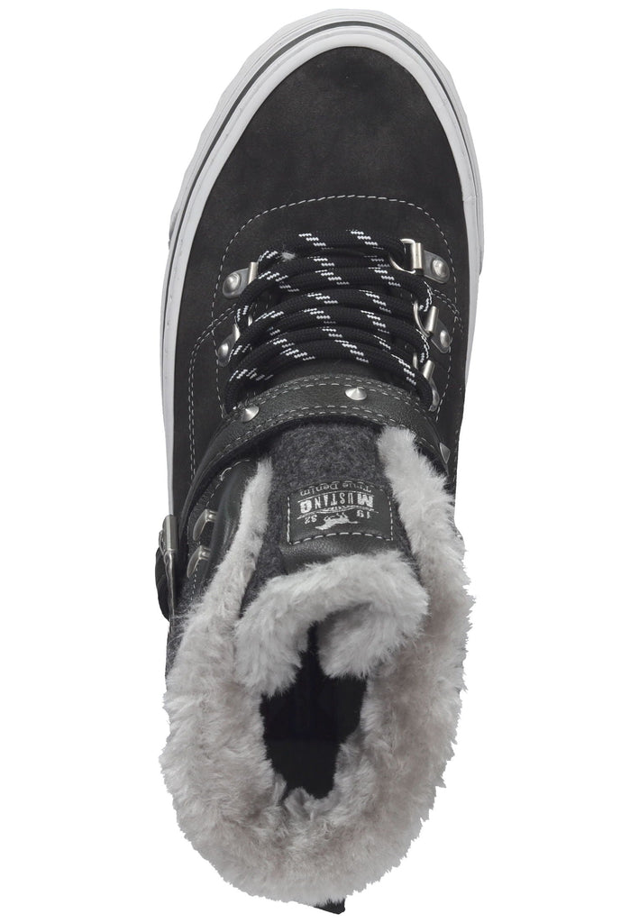 Mustang Sneaker Lederimitat Dunkelgrau Warmfutter - surf4shoes