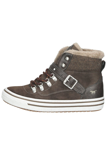 Mustang Sneaker Lederimitat Kaffee Warmfutter - surf4shoes