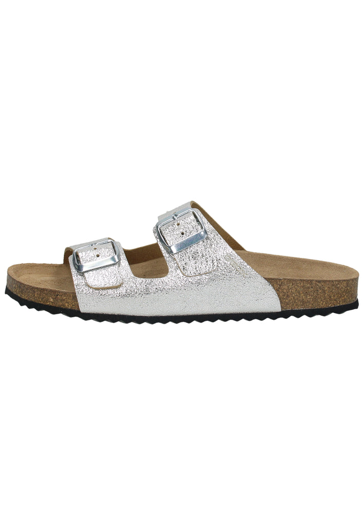 Geox Pantoletten Lederimitat Silber - surf4shoes