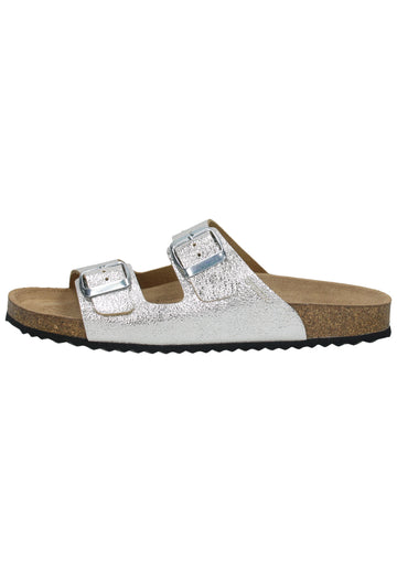 Geox Pantoletten Lederimitat Silber - surf4shoes