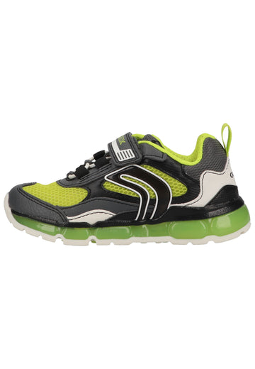 Geox Sneaker Lederimitat/Mesh Dunkelgrau/Grün - surf4shoes