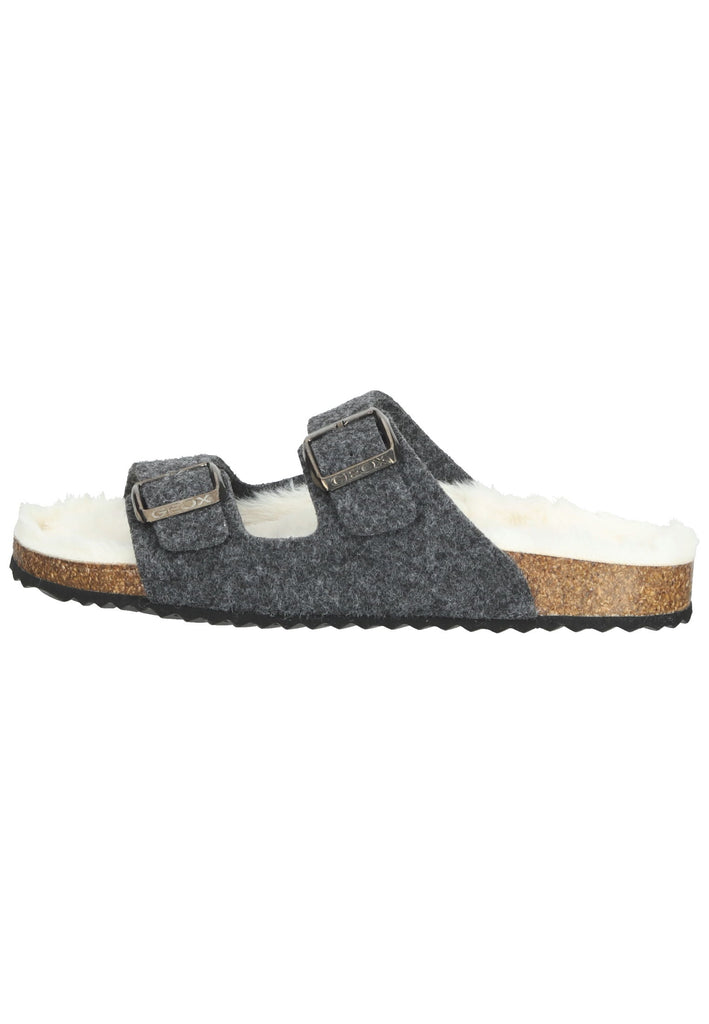 Geox Pantoletten Textil Grau Warmfutter - surf4shoes