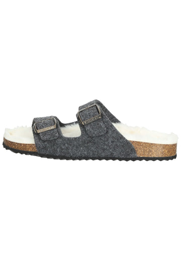 Geox Pantoletten Textil Grau Warmfutter - surf4shoes