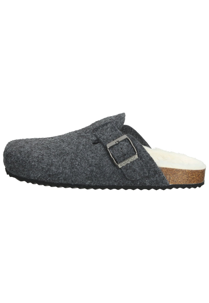 Geox Pantoletten Textil Grau Warmfutter - surf4shoes