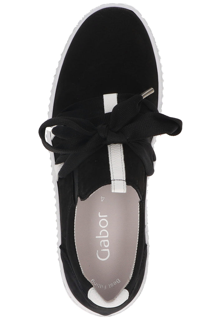 Gabor Sneaker Nubukleder Schwarz/Weiß - surf4shoes
