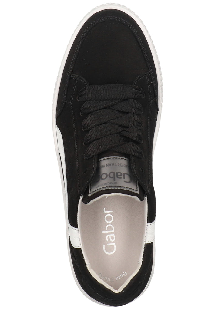 Gabor Sneaker Nubukleder Schwarz/Weiß - surf4shoes