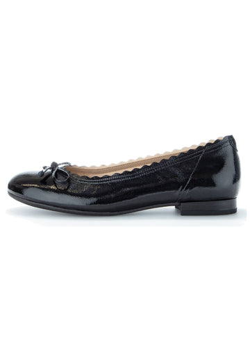 Gabor Ballerinas Leder Schwarz Lack - surf4shoes