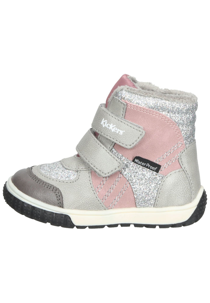 Kickers Stiefelette Lederimitat Grau/Rosa - surf4shoes