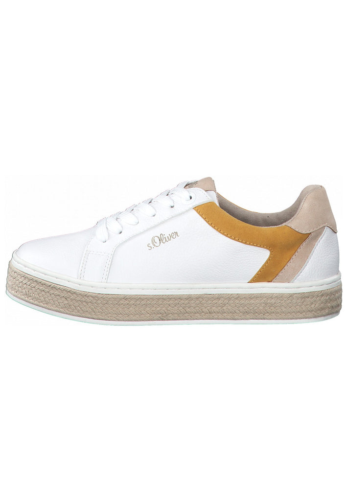 s.Oliver Sneaker Lederimitat Weiß/Gelb - surf4shoes