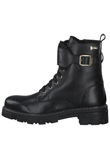 s.Oliver Stiefelette Leder Schwarz - surf4shoes