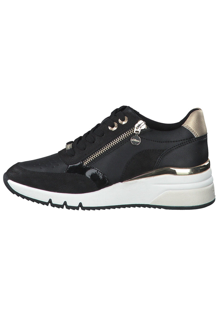 s.Oliver Sneaker Lederimitat Schwarz - surf4shoes