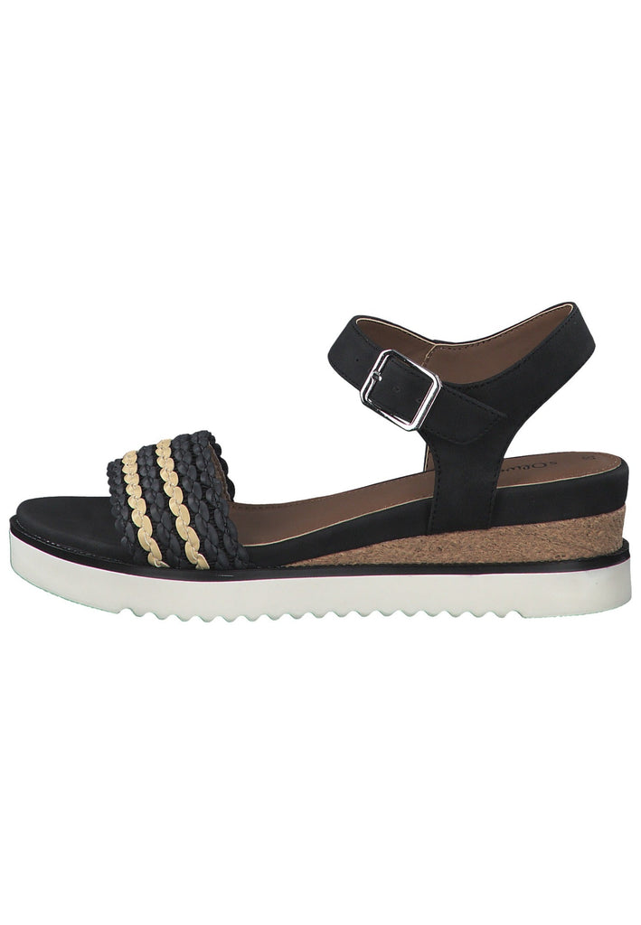 s.Oliver Sandalen Lederimitat Schwarz - surf4shoes