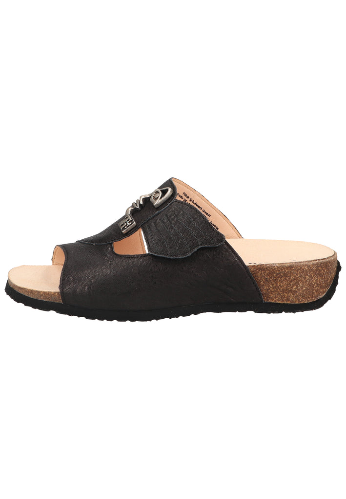 Think! Pantoletten Glattleder Schwarz/Schwarz - surf4shoes