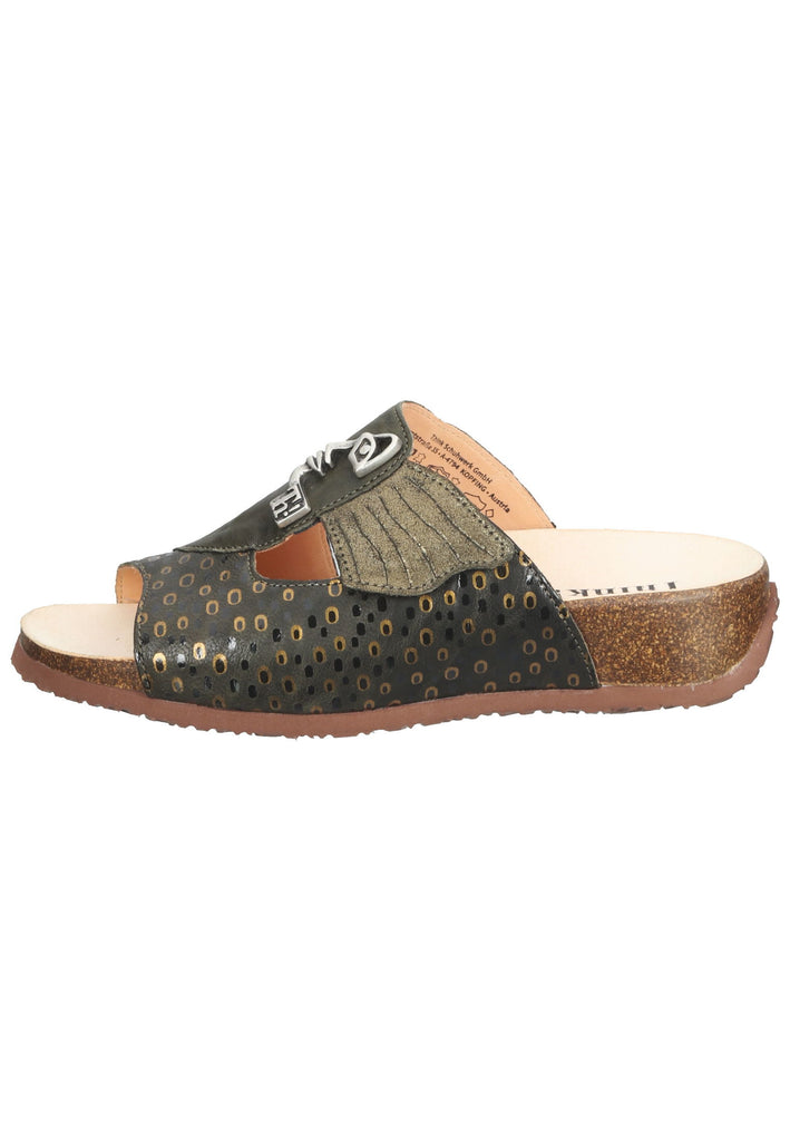 Think! Pantoletten Leder Olive - surf4shoes
