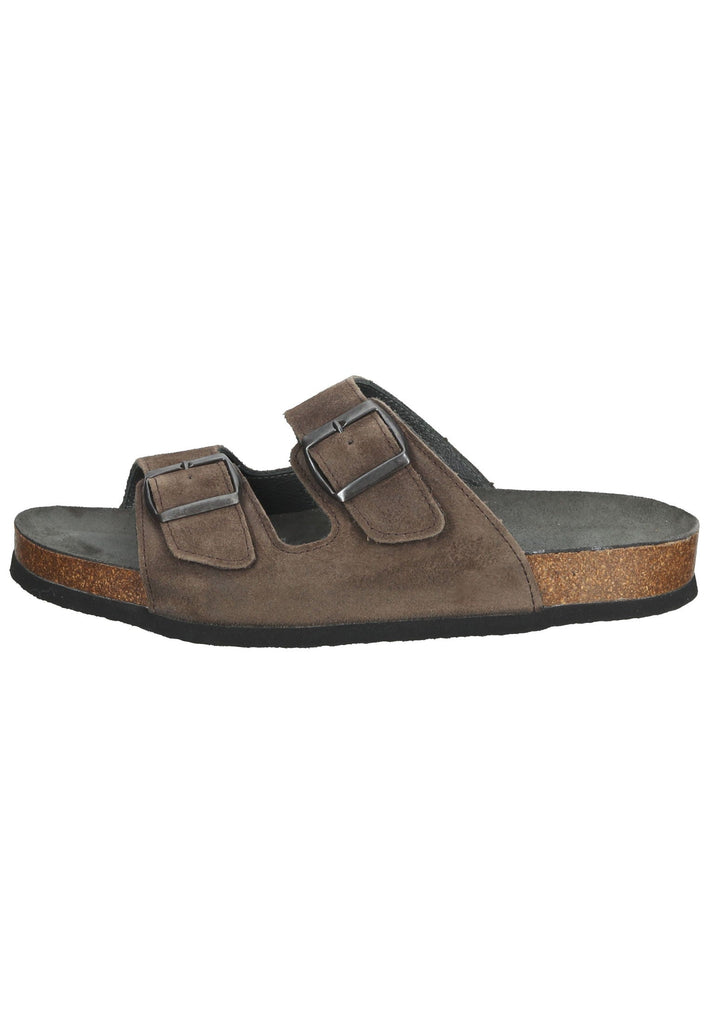Think! Pantoletten Veloursleder Schwarz/Grau - surf4shoes
