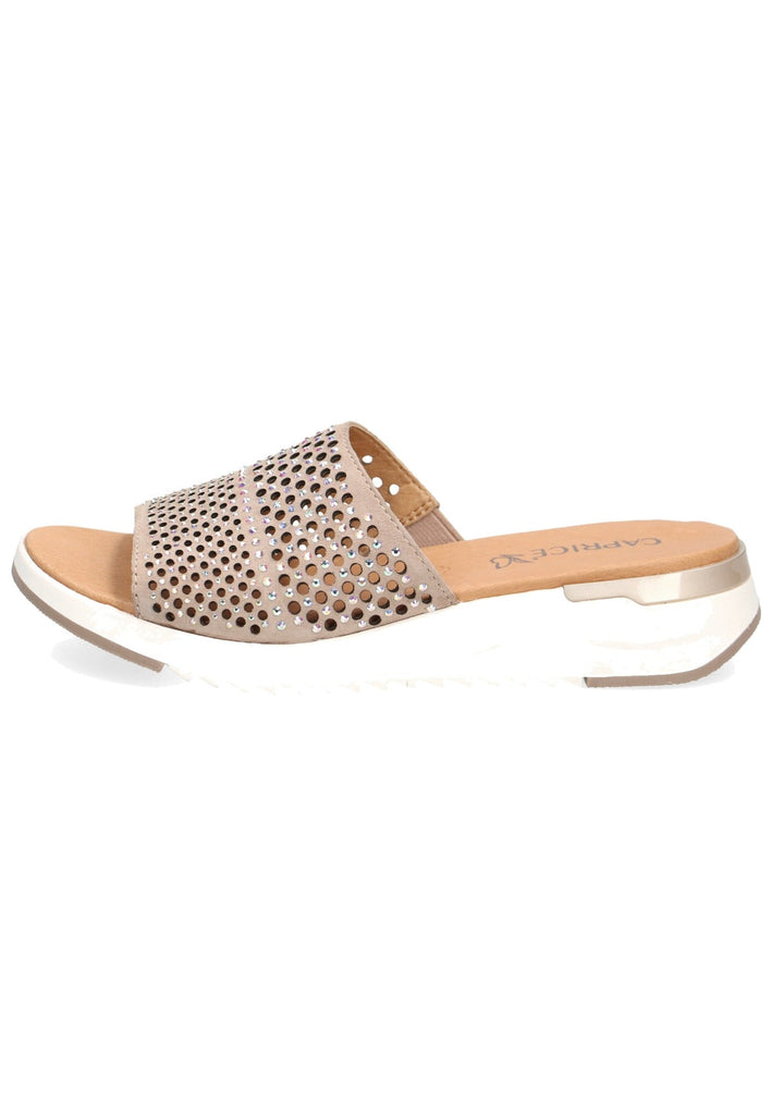 Caprice Pantoletten Veloursleder Taupe - surf4shoes