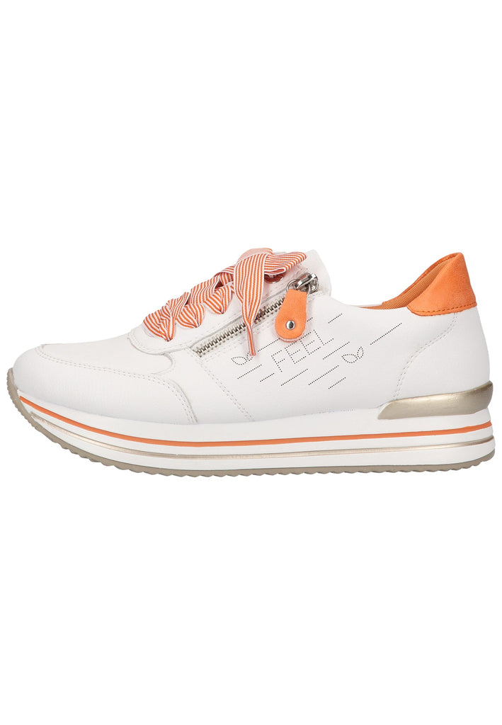 Remonte Sneaker Glattleder Weiß/Orange - surf4shoes