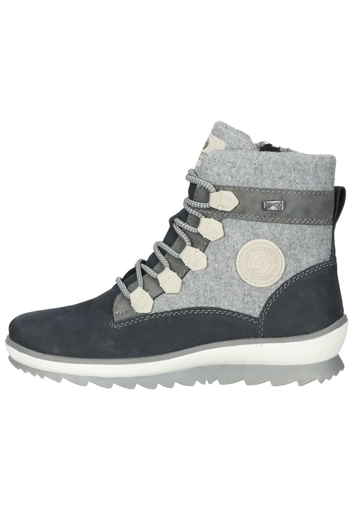 Remonte Stiefelette Lederimitat Blau/Grau Warmfutter - surf4shoes